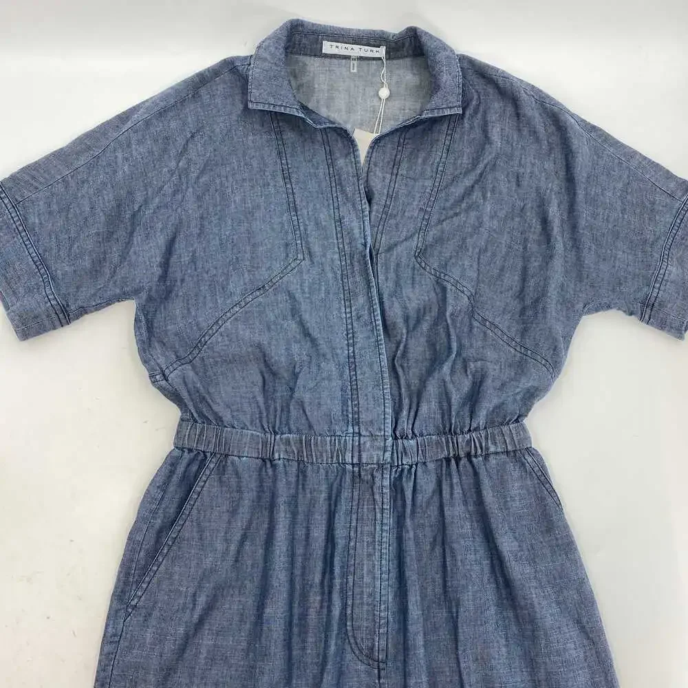 Trina Turk Blue San Joaquin Denim Romper | Size XS